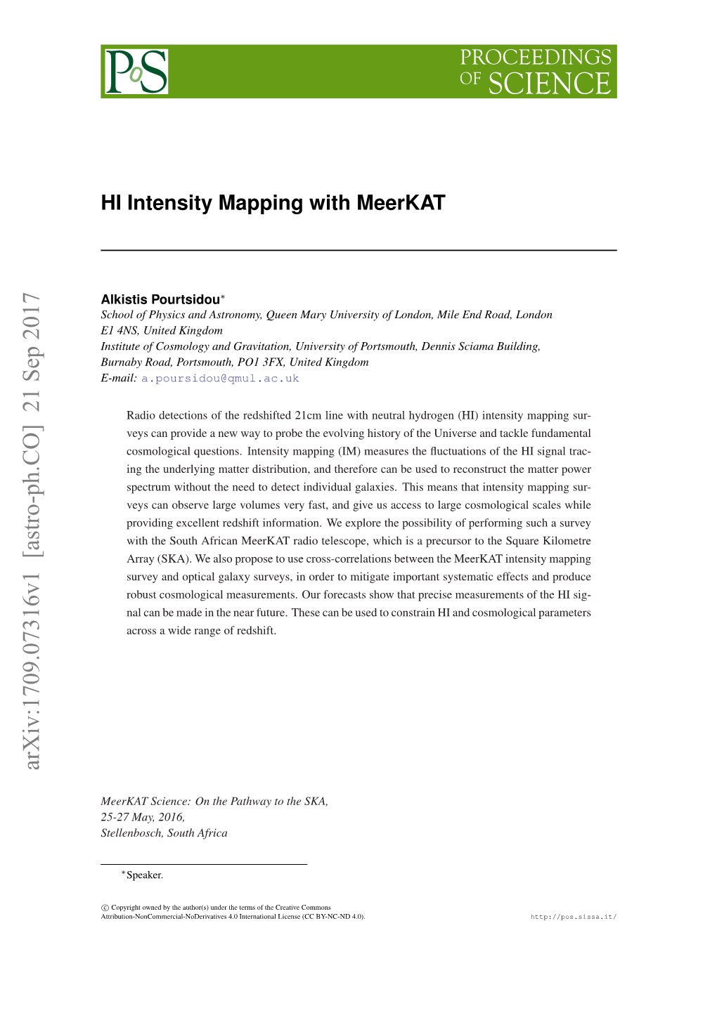 HI Intensity Mapping with Meerkat