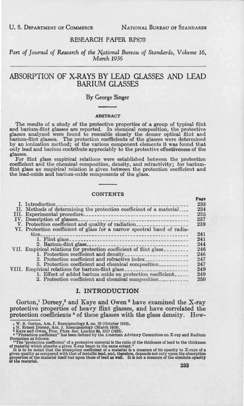 Absorption of X-Rays by Lead Glasses and Lead Barium Glasses