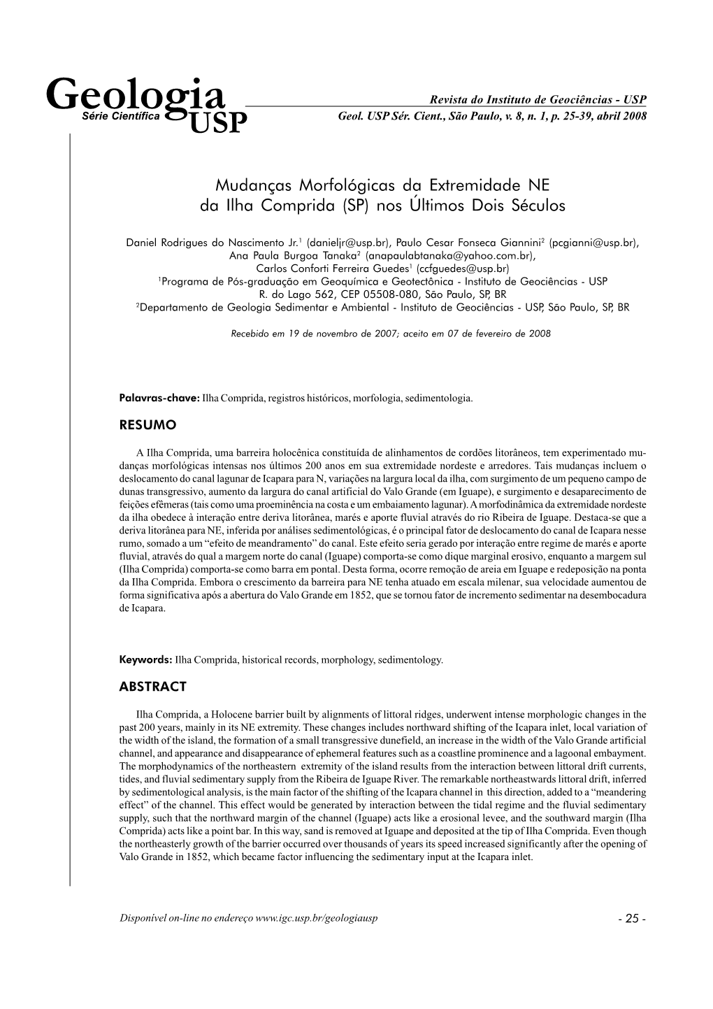 Geologia Revista Do Instituto De Geociências - USP Série Científica USP Geol