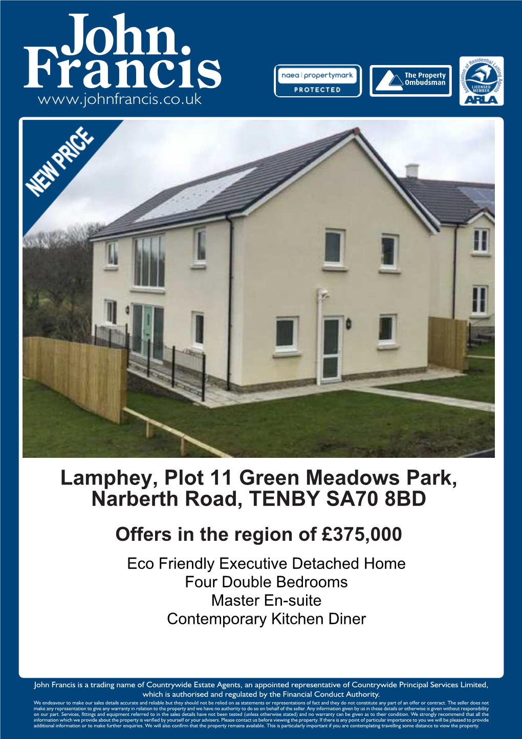 Lamphey, Plot 11 Green Meadows Park, Narberth Road, TENBY SA70