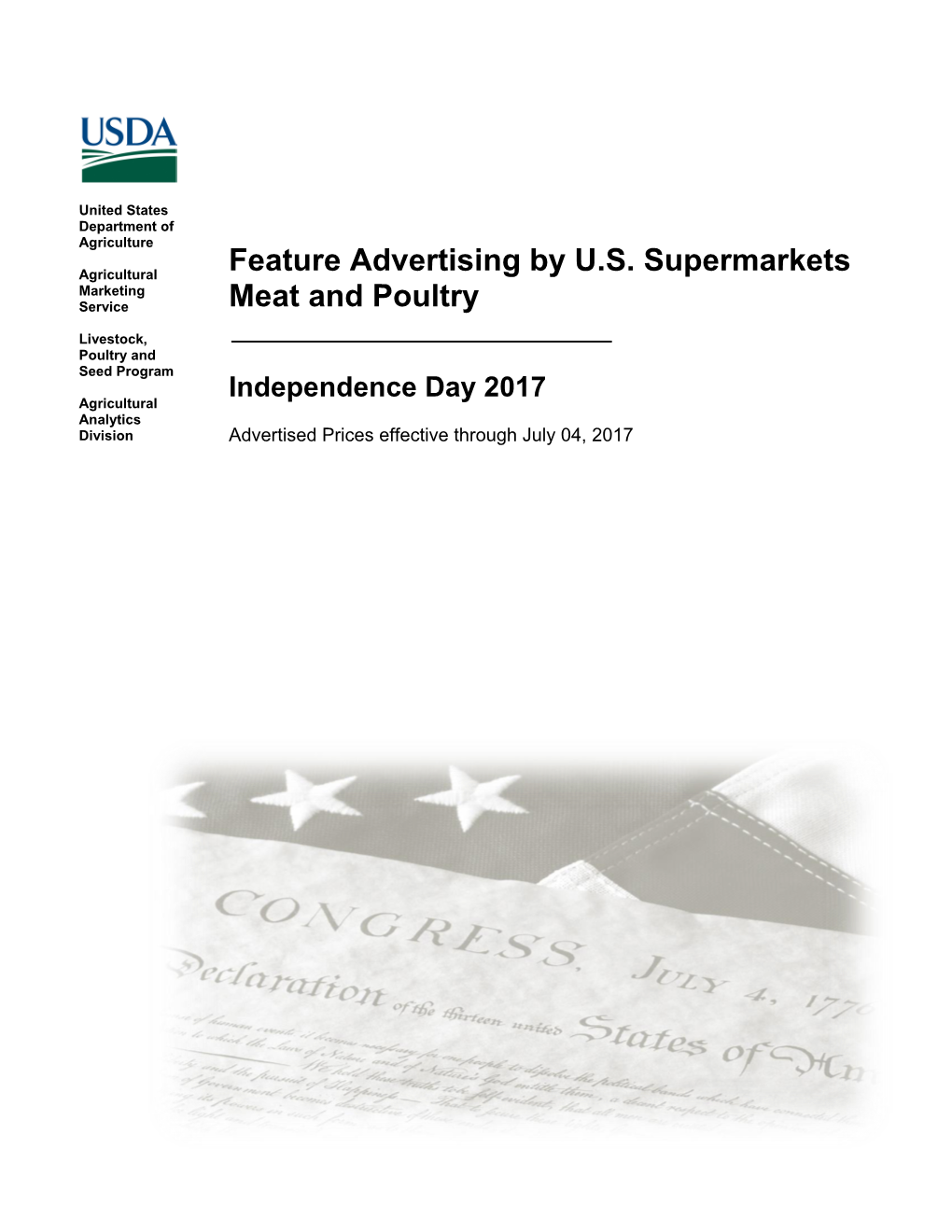 Feature Advertising by U.S. Supermarkets Meat and Poultry