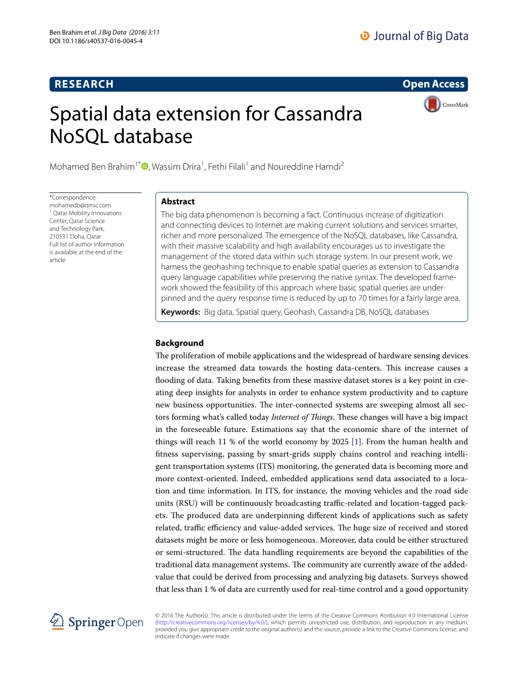 Spatial Data Extension for Cassandra Nosql Database