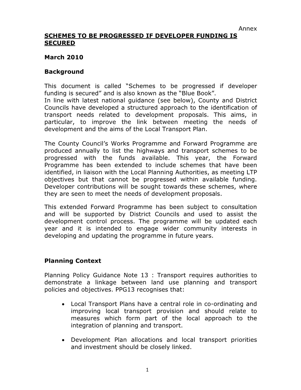 Highways and Transport Schemes 2010/11