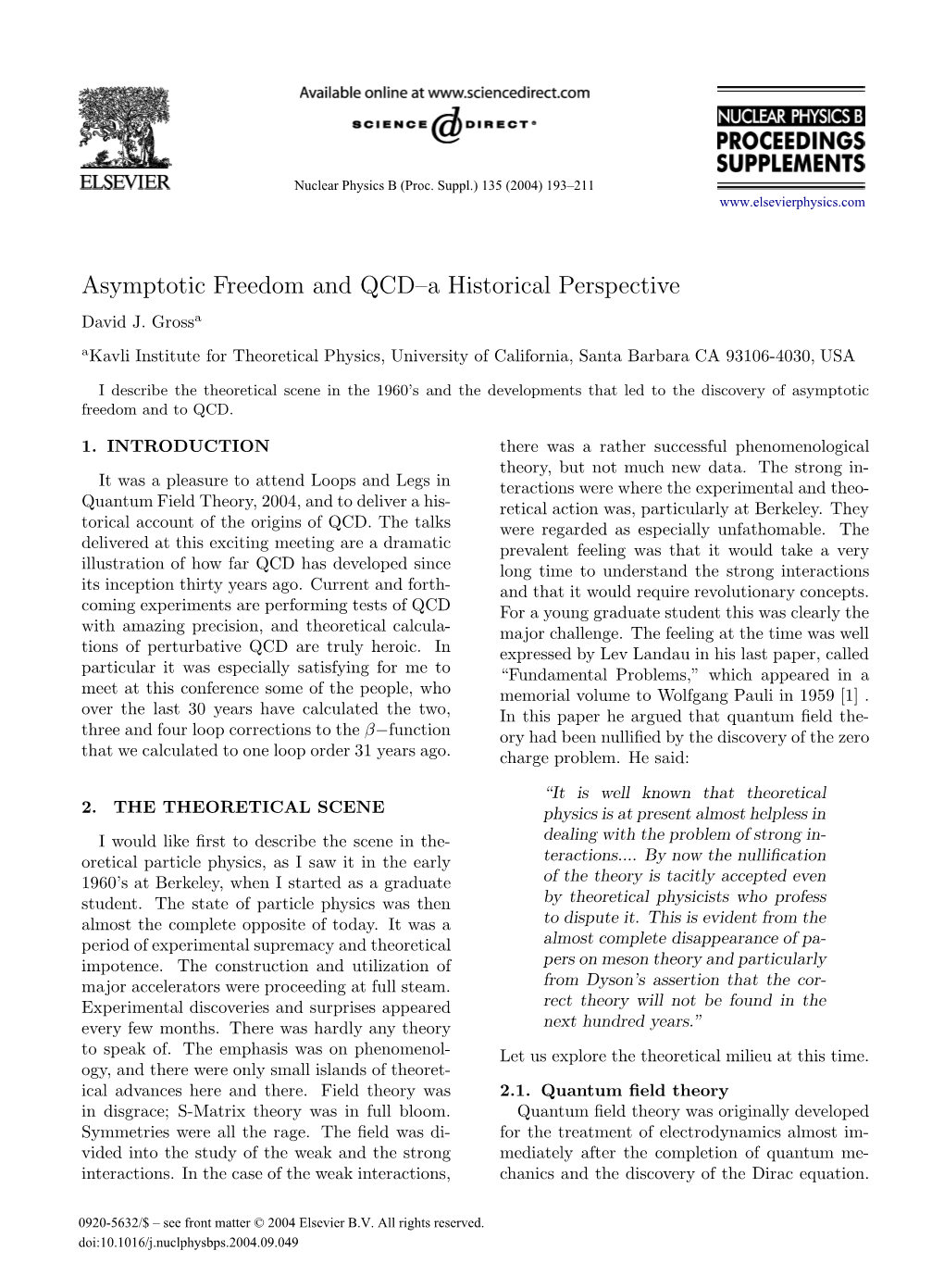 Asymptotic Freedom and QCD–A Historical Perspective