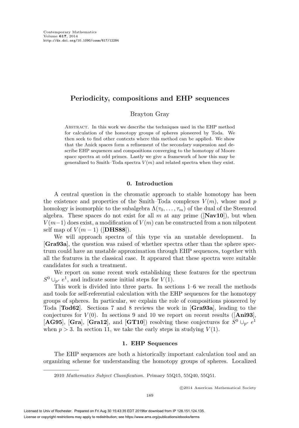 Periodicity, Compositions and EHP Sequences