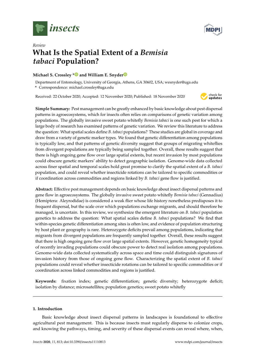 What Is the Spatial Extent of a Bemisia Tabaci Population?