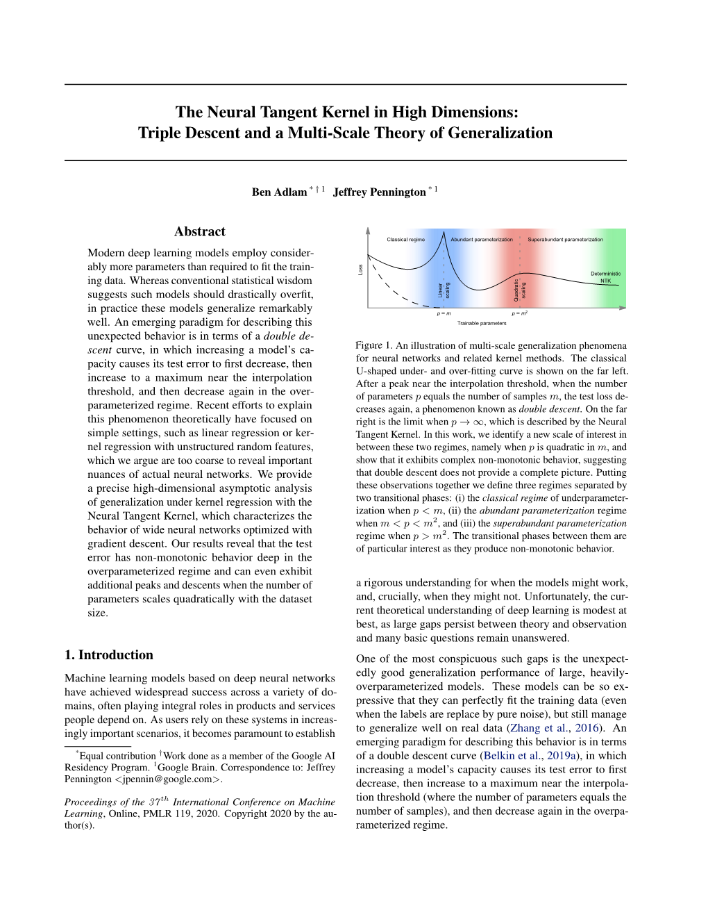 The Neural Tangent Kernel in High Dimensions: Triple Descent and a Multi-Scale Theory of Generalization