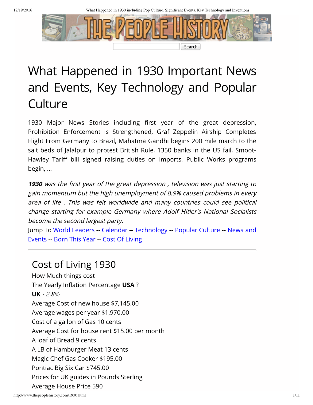 What Happened in 1930 Including Pop Cul... Events, Key Technology