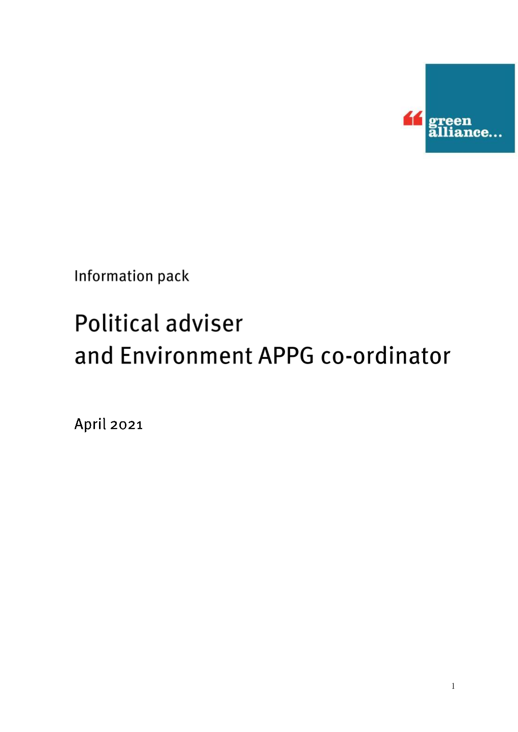 Political Adviser and APPG Co