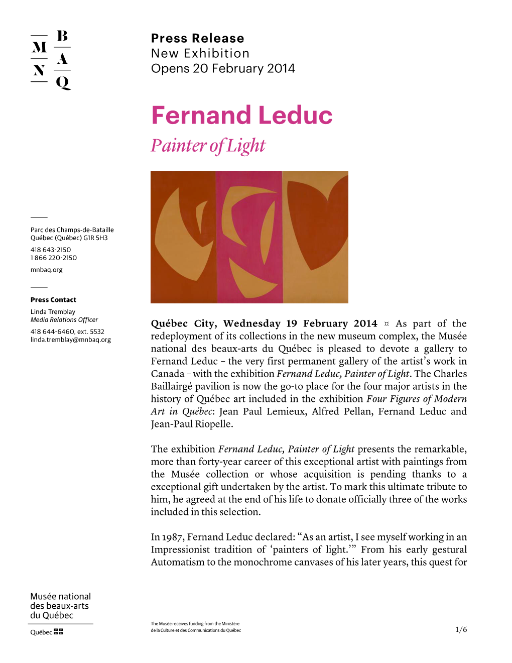 Fernand Leduc Painter of Light