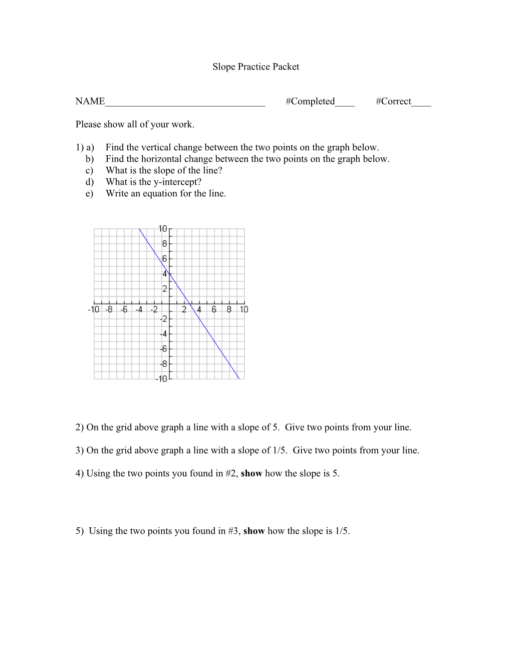 Slope Practice Packet