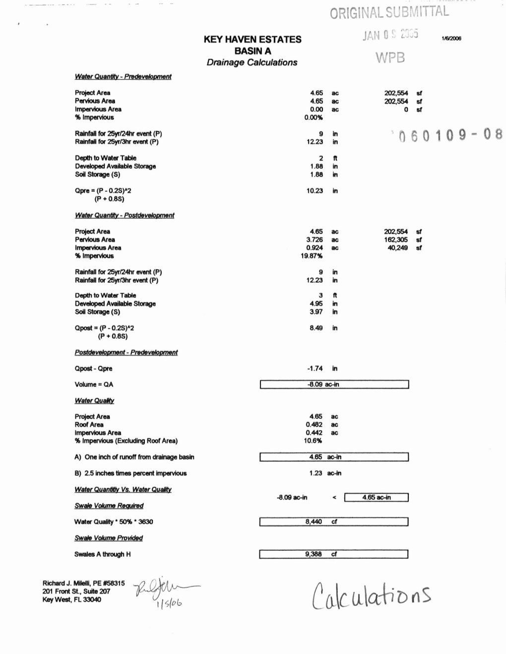 KEY HAVEN ESTATES BASIN a Drainage Calculations