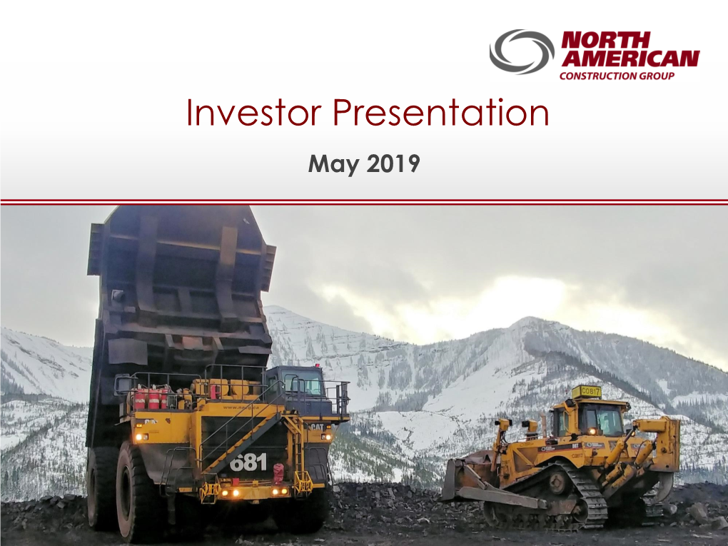 Investor Presentation May 2019 Company Overview