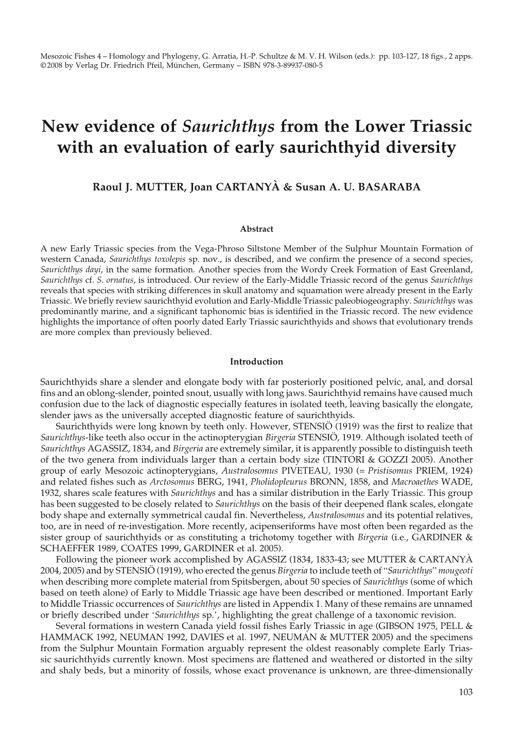 New Evidence of Saurichthys from the Lower Triassic with an Evaluation of Early Saurichthyid Diversity