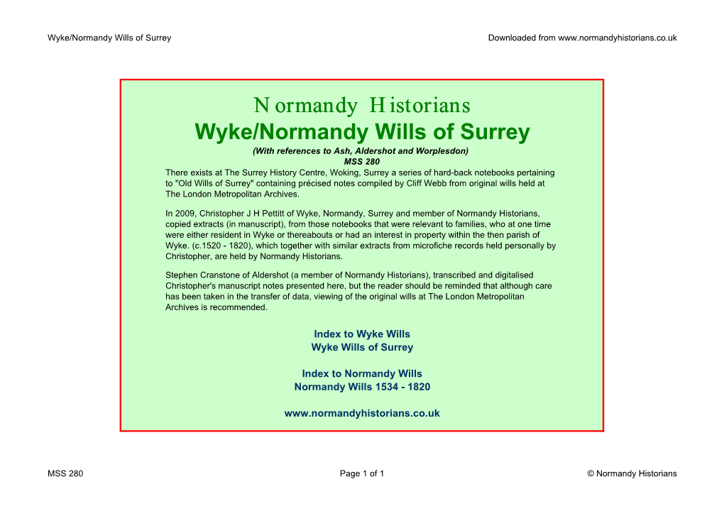 Wyke/Normandy Wills of Surrey Downloaded From