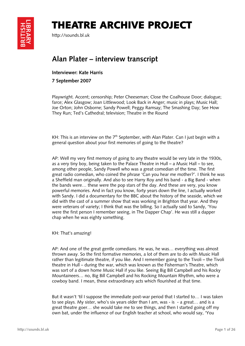 Interview with Alan Pater