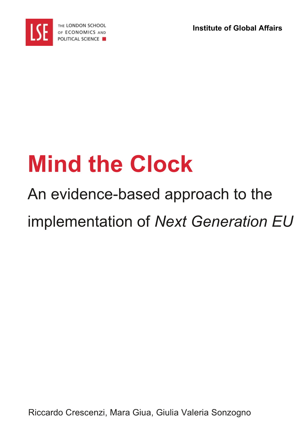 Mind the Clock: an Evidence-Based Approach to the Implementation of Next Generation EU