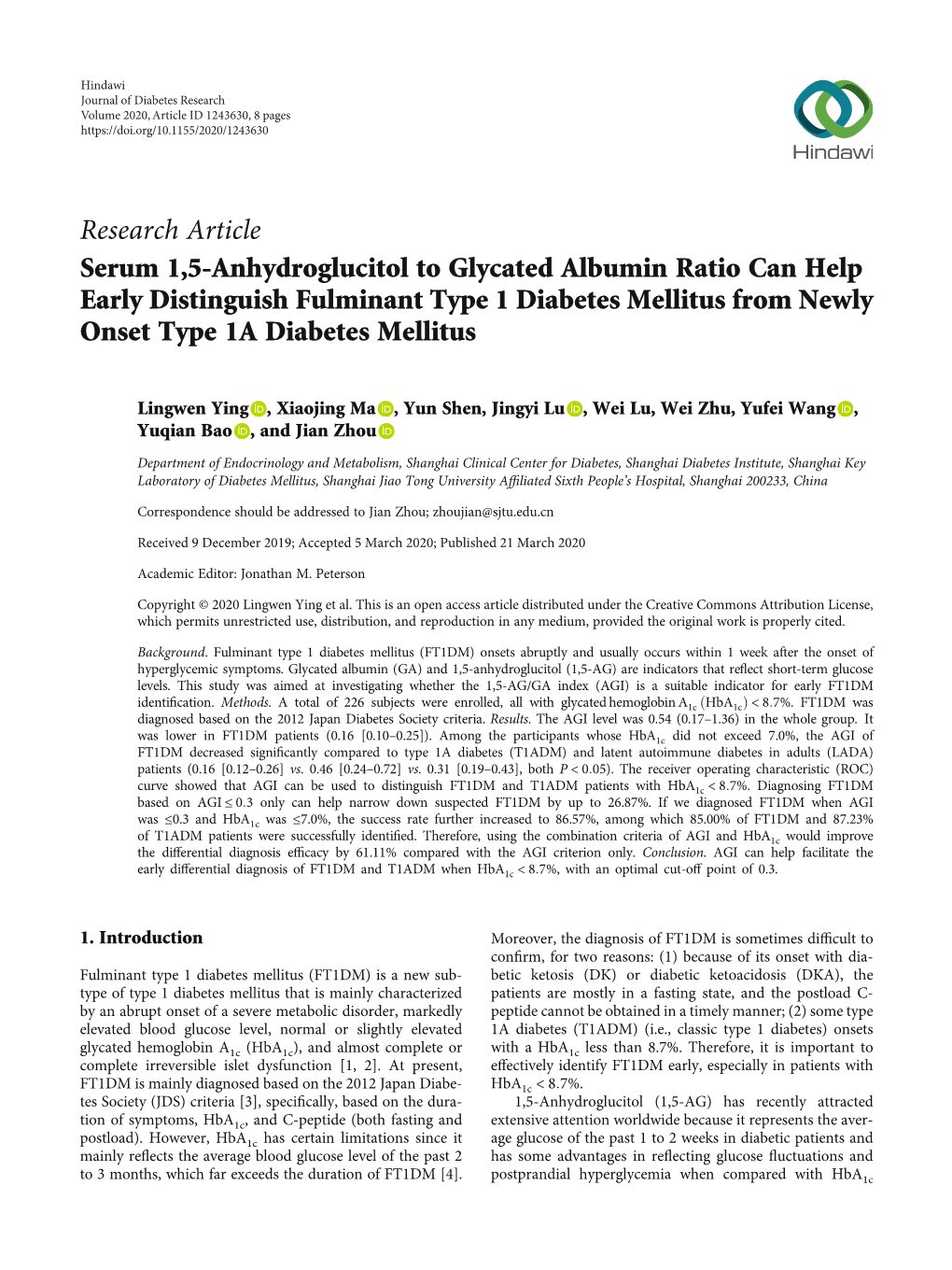 Serum 1, 5-Anhydroglucitol to Glycated Albumin Ratio Can Help