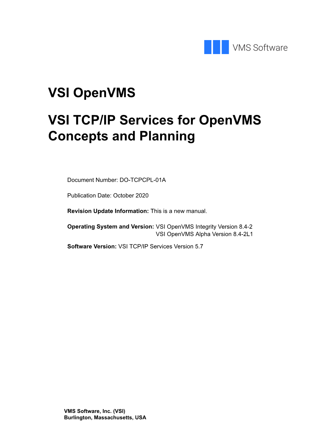 VSI TCP/IP Services for Openvms Concepts and Planning