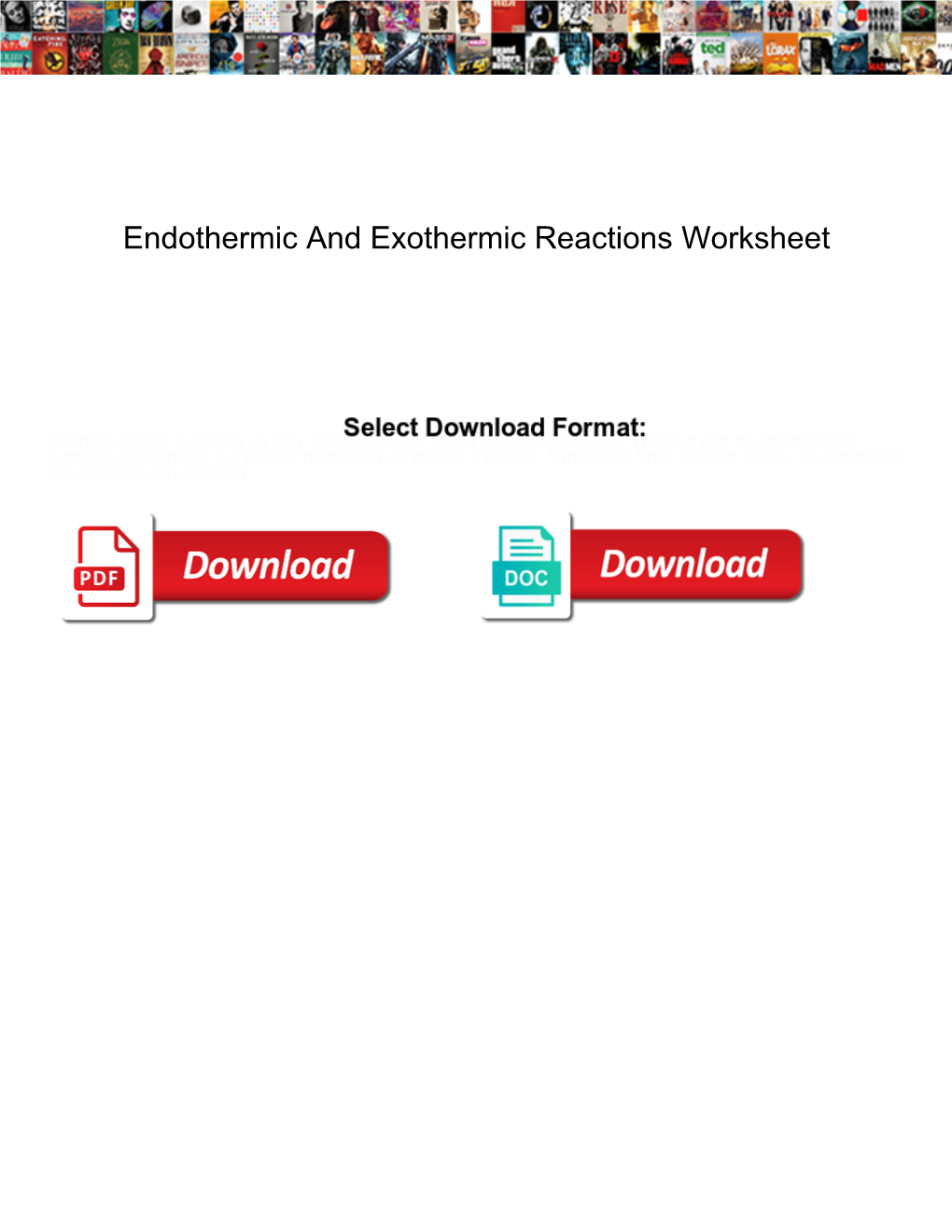 Endothermic and Exothermic Reactions Worksheet