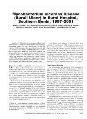 (Buruli Ulcer) in Rural Hospital, Southern Benin, 1997–2001 Martine Debacker,* Julia Aguiar,† Christian Steunou,† Claude Zinsou,*† Wayne M