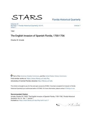 The English Invasion of Spanish Florida, 1700-1706