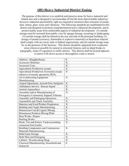 (HI) Heavy Industrial District Zoning
