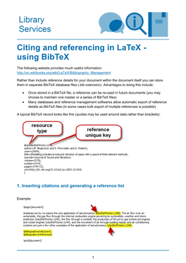 Citing and Referencing in Latex - Using Bibtex
