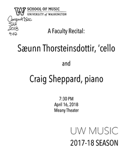 S(Eunn Thorsteinsdottir, 'Cello Craig Sheppard, Piano