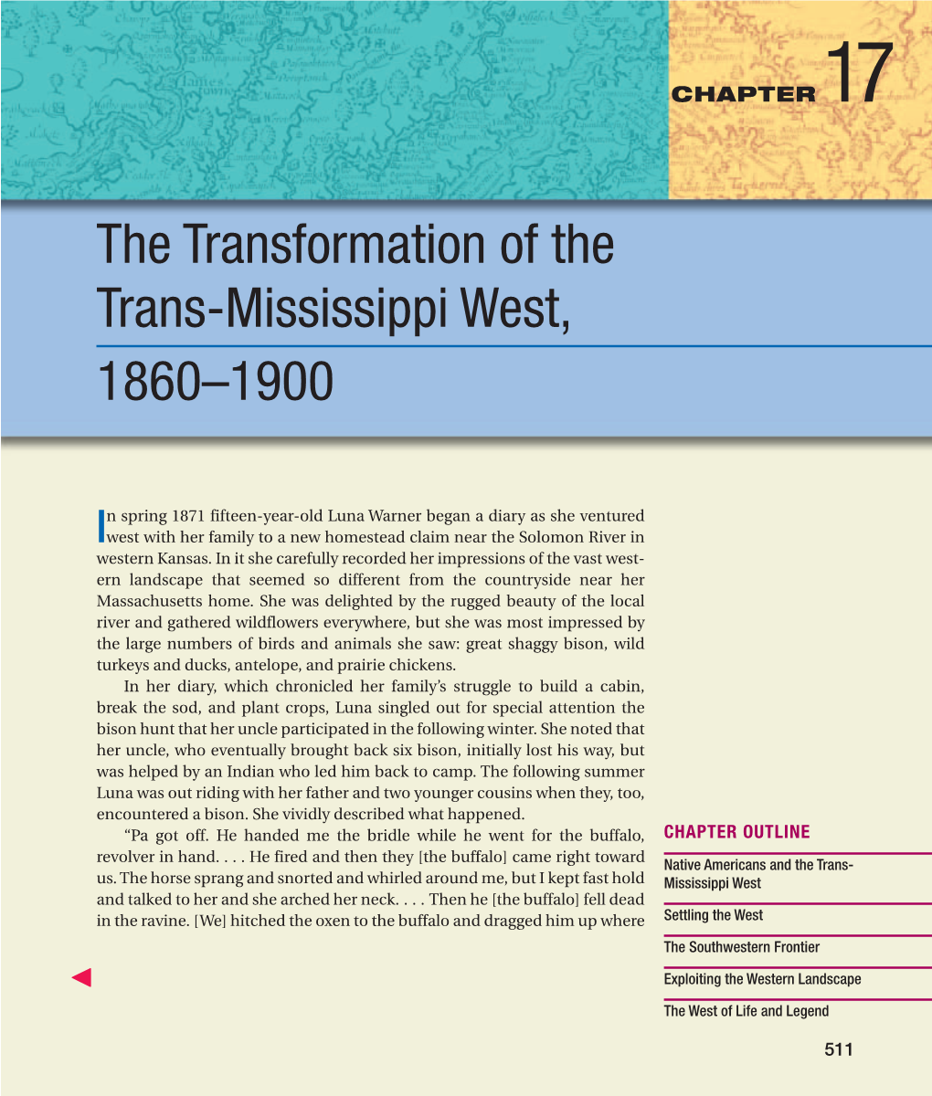 The Trans-Mississippi West, 1860-1900