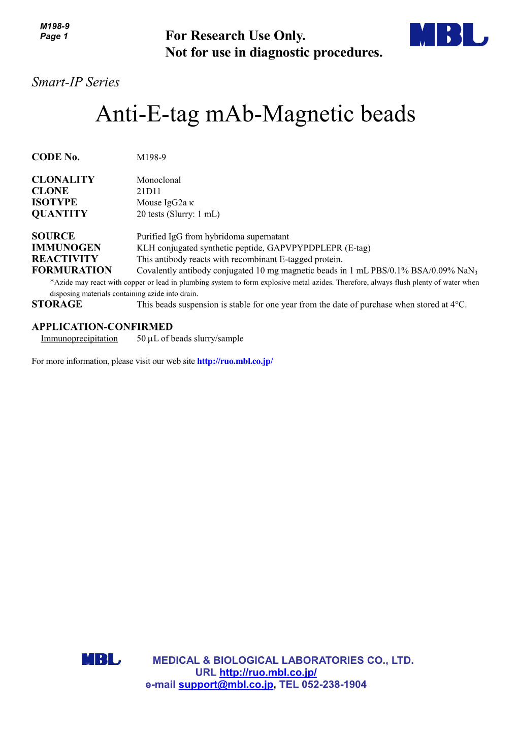 Anti-E-Tag Mab-Magnetic Beads