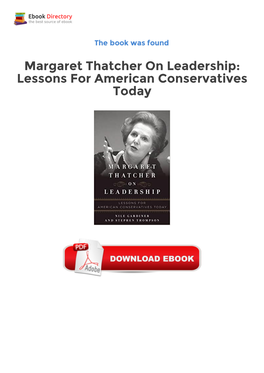 Get Ebooks Margaret Thatcher on Leadership: Lessons For