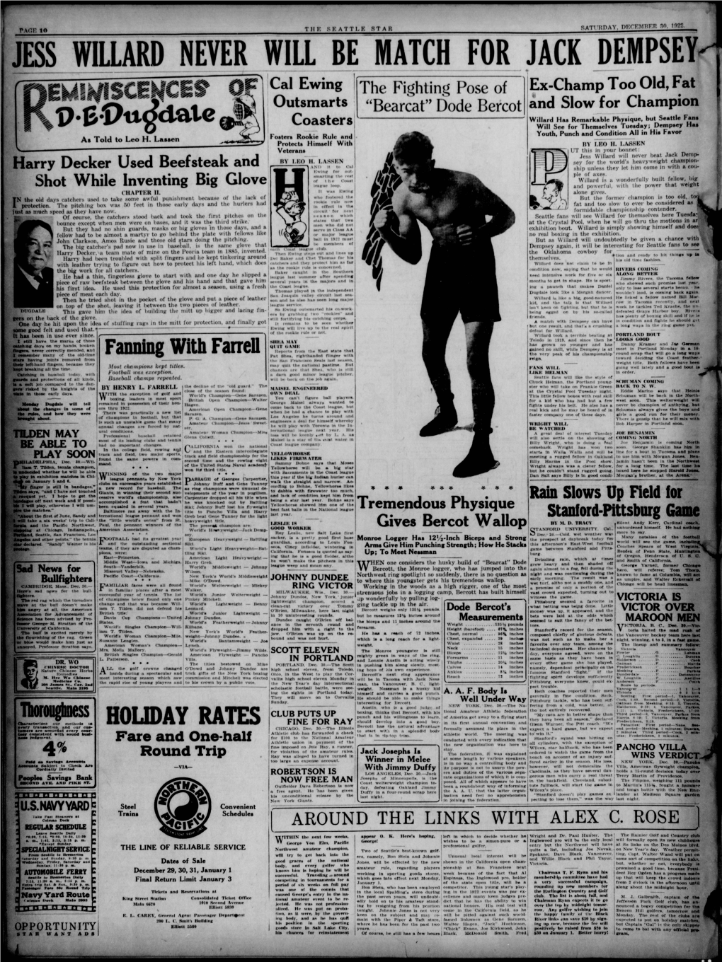 Jess Willard Never Will Be Match for Jack Dempsey