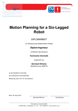 Motion Planning for a Six-Legged Robot