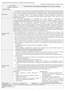 Internal Ex-Post Evaluation for Technical Cooperation Project The