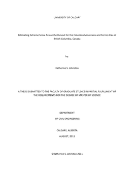 UNIVERSITY of CALGARY Estimating Extreme Snow