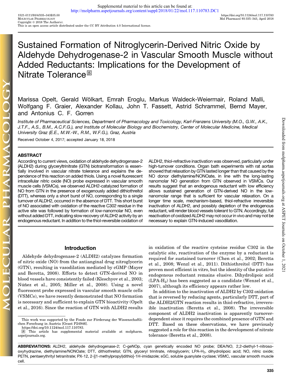 Sustained Formation of Nitroglycerin-Derived Nitric Oxide