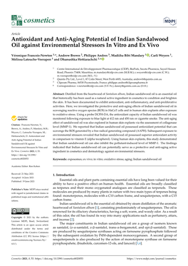 Antioxidant and Anti-Aging Potential of Indian Sandalwood Oil Against Environmental Stressors in Vitro and Ex Vivo