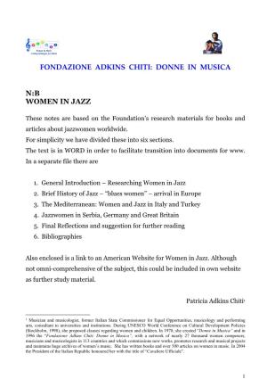 Donne in Musica N:B Women in Jazz