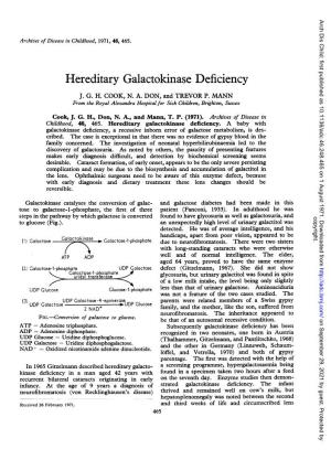 Hereditary Galactokinase Deficiency J