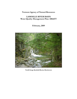 Vermont Agency of Natural Resources LAMOILLE RIVER BASIN Water