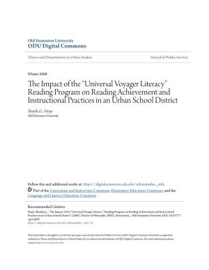 Universal Voyager Literacy” Reading Program on Reading Achievement and Instructional Practices in an Urban School District Shanika L