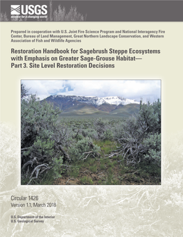 Restoration Handbook for Sagebrush Steppe Ecosystems with Emphasis on Greater Sage-Grouse Habitat— Part 3