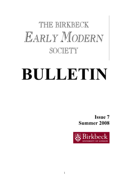 Early Modern Society Bulletin Volume 7