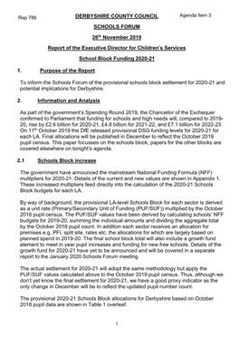 2019-11 Schools Block Funding