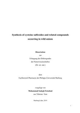 Synthesis of Cysteine Sulfoxides and Related Compounds Occurring in Wild Onions