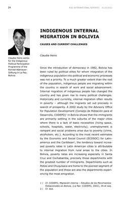 Indigenous Internal Migration in Bolivia