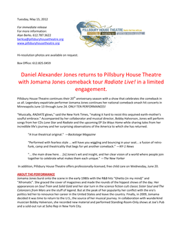 Daniel Alexander Jones Returns to Pillsbury House Theatre with Jomama Jones Comeback Tour Radiate Live! in a Limited Engagement
