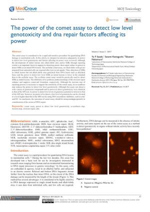 The Power of the Comet Assay to Detect Low Level Genotoxicity and Dna Repair Factors Affecting Its Power