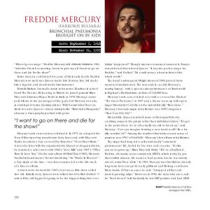 Freddie Mercury (Farrokh Bulsara) Bronchial Pneumonia Brought on by AIDS